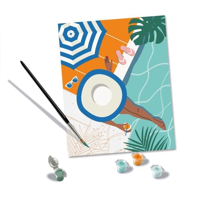 CreArt 24x30 cm Pool Time, Adulte, Peinture par numéros, 25523, Ravensburger