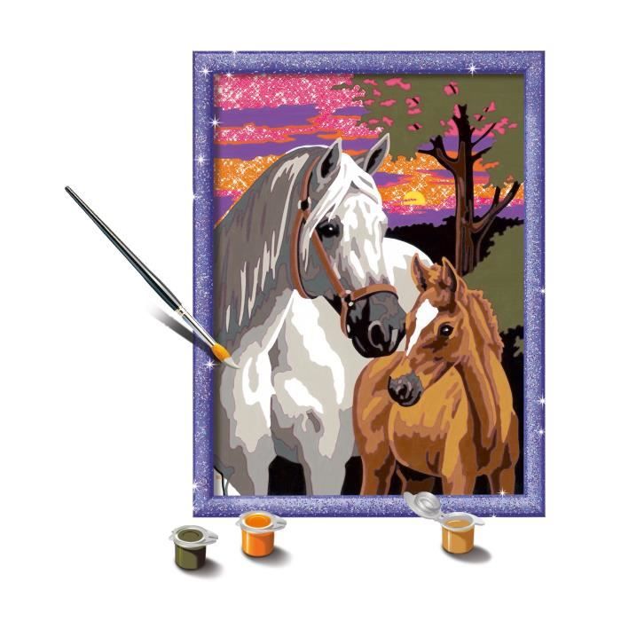 CreArt Kids Paint by Numbers Kit - Horses at Sunset - 18x24cm - Ages 9+, 25809 - Ravensburger