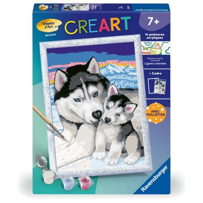 Ravensburger CreArt Kids Paint by Numbers Kit Sweet Husky Kisses 18x24cm Ages 7+ 25829