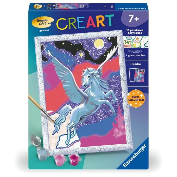 Ravensburger CreArt Kids Paint by Numbers Kit, Sparkling Pegasus, 18x24cm, Ages 7+, 25830