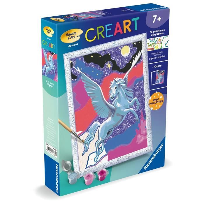 Ravensburger CreArt Kids Paint by Numbers Kit, Sparkling Pegasus, 18x24cm, Ages 7+, 25830