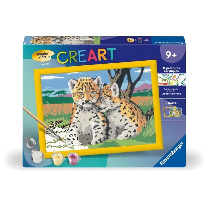 Ravensburger CreArt Kids Paint by Numbers Kit, Little Leopards, 18x24cm, Ages 9+, 25832