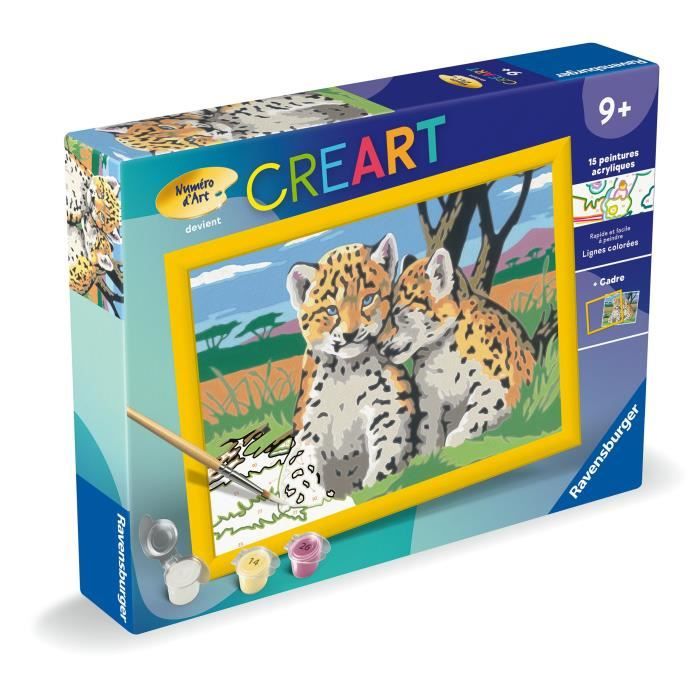 Ravensburger CreArt Kids Paint by Numbers Kit, Little Leopards, 18x24cm, Ages 9+, 25832