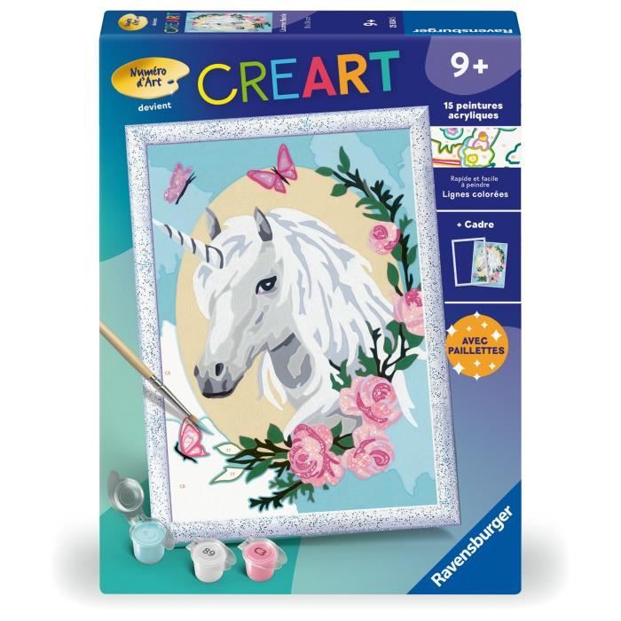 Ravensburger CreArt Kids Paint by Numbers Kit, Flowery Unicorn, 18x24cm, Ages 9+, 25834