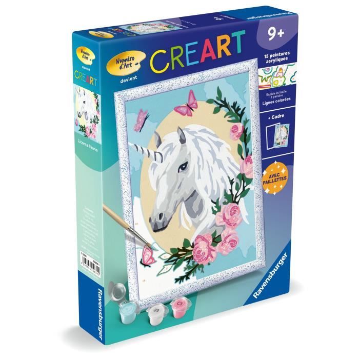 Ravensburger CreArt Kids Paint by Numbers Kit, Flowery Unicorn, 18x24cm, Ages 9+, 25834