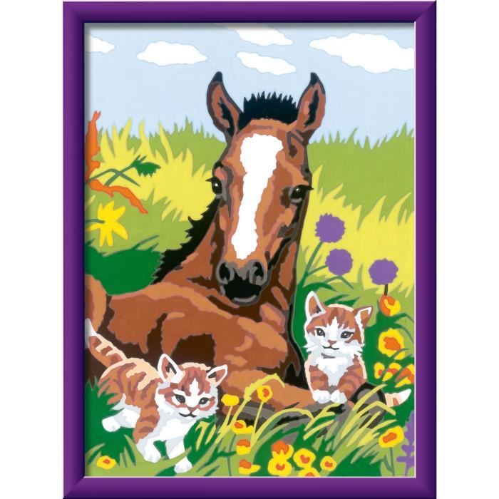 CreArt Kids Paint by Numbers Kit Horse and Kittens 18x24cm Ages 7+ 25840 Ravensburger