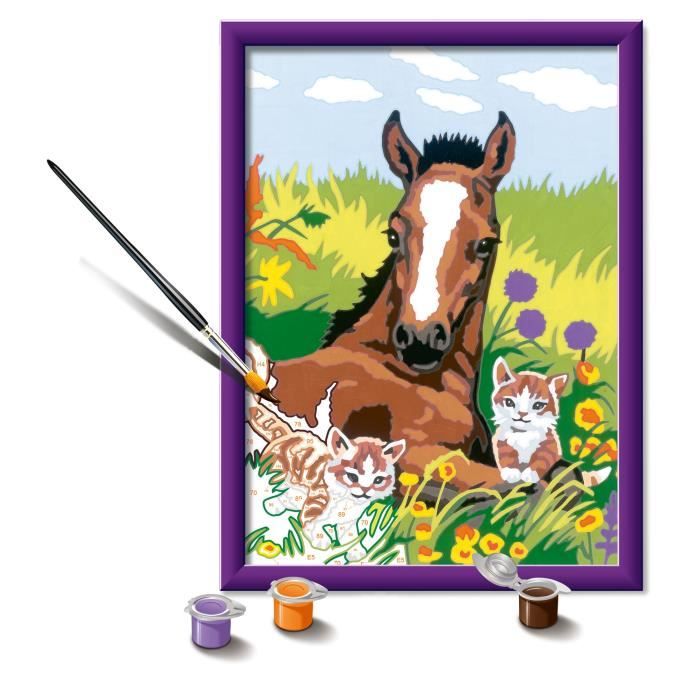 CreArt Kids Paint by Numbers Kit Horse and Kittens 18x24cm Ages 7+ 25840 Ravensburger