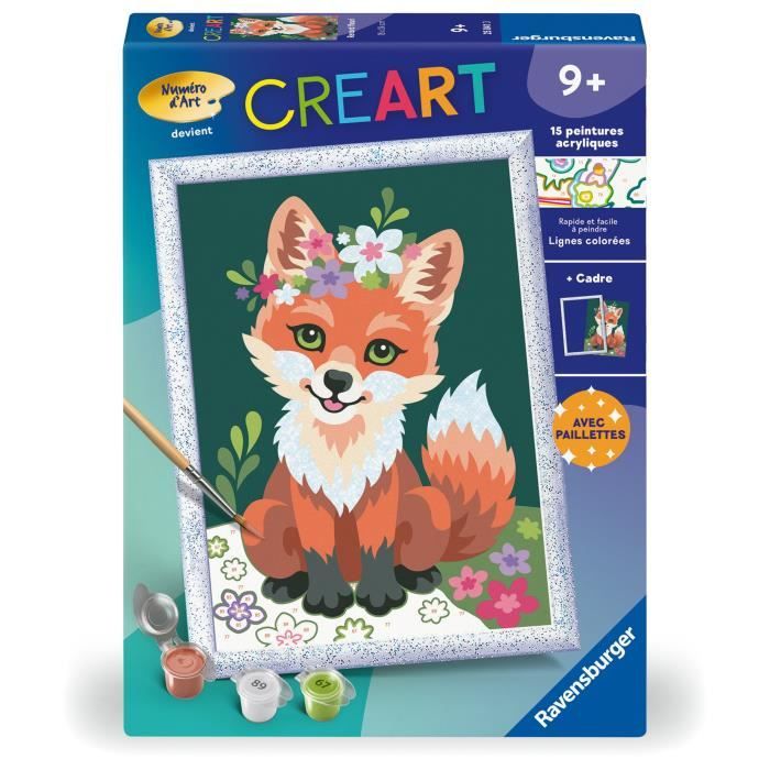 CreArt Kids Paint by Numbers Kit Renard fleuri 18x24cm