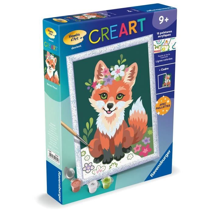 CreArt Kids Paint by Numbers Kit Renard fleuri 18x24cm