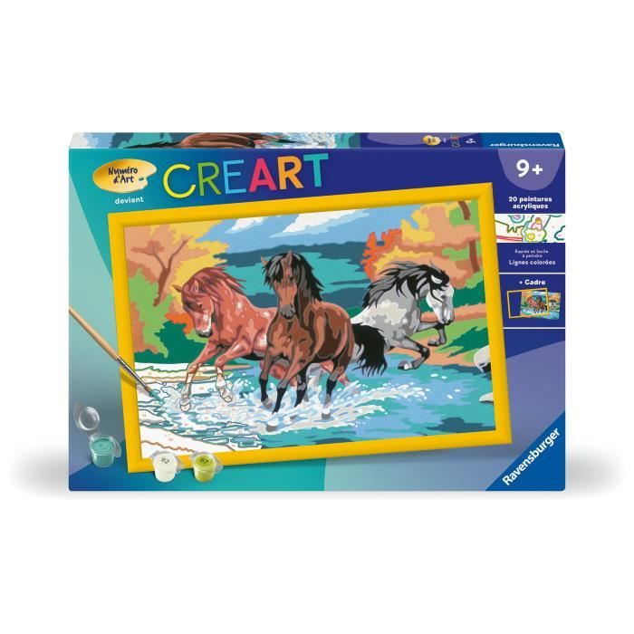 CreArt Kids Paint by Numbers Kit Horde of Horses 31x21cm Ages 9+ 25846 Ravensburger