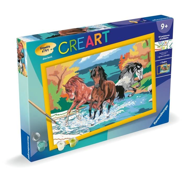 CreArt Kids Paint by Numbers Kit Horde of Horses 31x21cm Ages 9+ 25846 Ravensburger