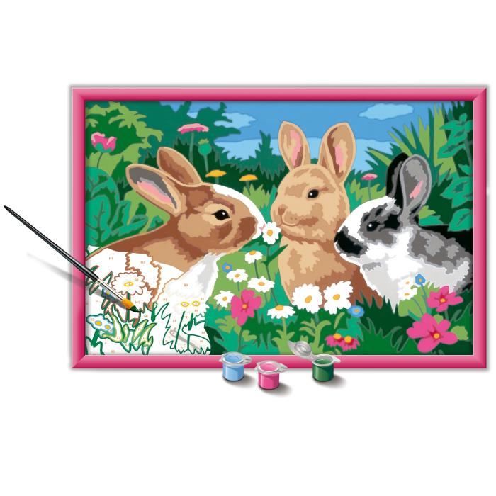 CreArt Kids Paint by Numbers Kit Rabbits in the Meadow 31x21cm Ages 9+ 25847 Ravensburger