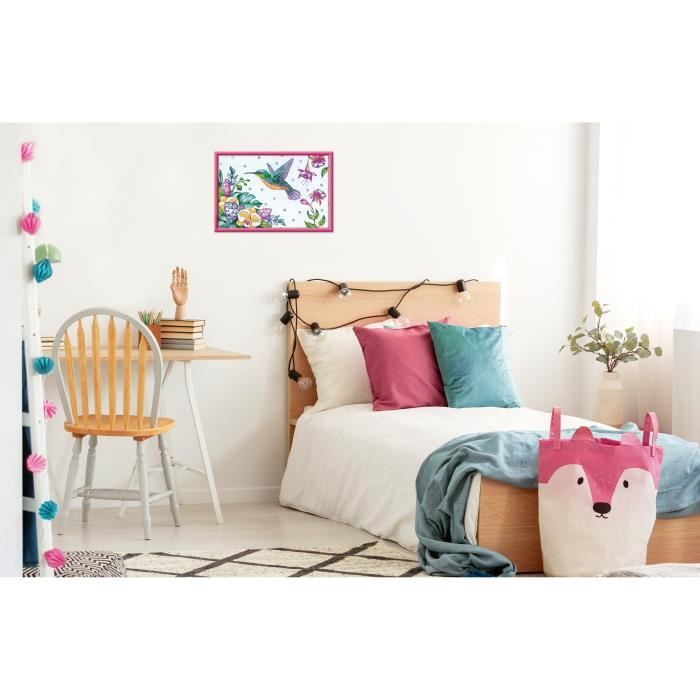 Ravensburger CreArt Kids Paint by Numbers Kit Hummingbird and Exotic Flowers 31x21cm Ages 7+ 25851