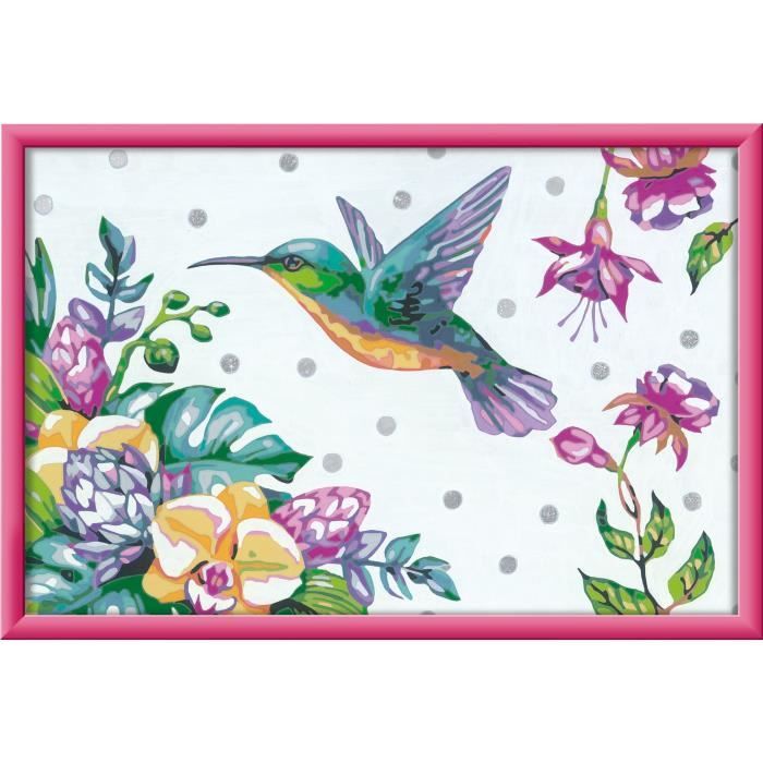 Ravensburger CreArt Kids Paint by Numbers Kit Hummingbird and Exotic Flowers 31x21cm Ages 7+ 25851