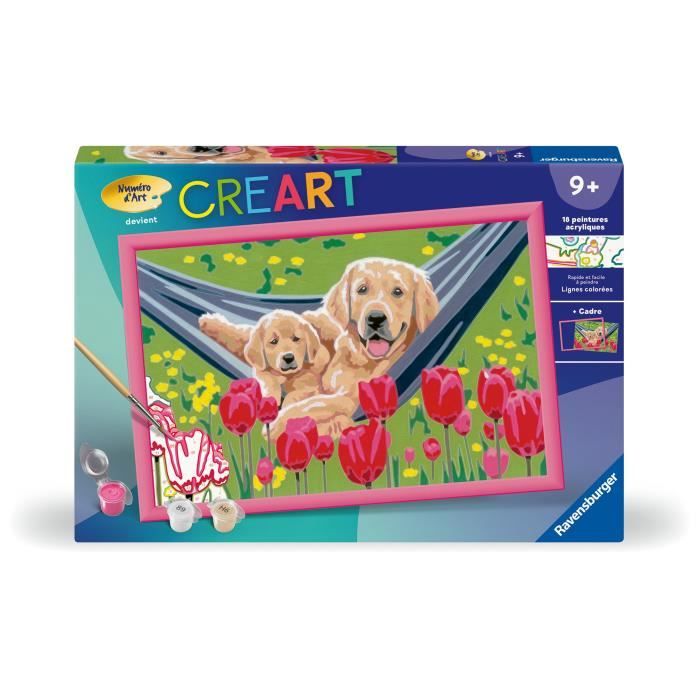 Ravensburger CreArt Kids Paint by Numbers Kit Labrador and Tulips 31x21cm Ages 7+ 25852