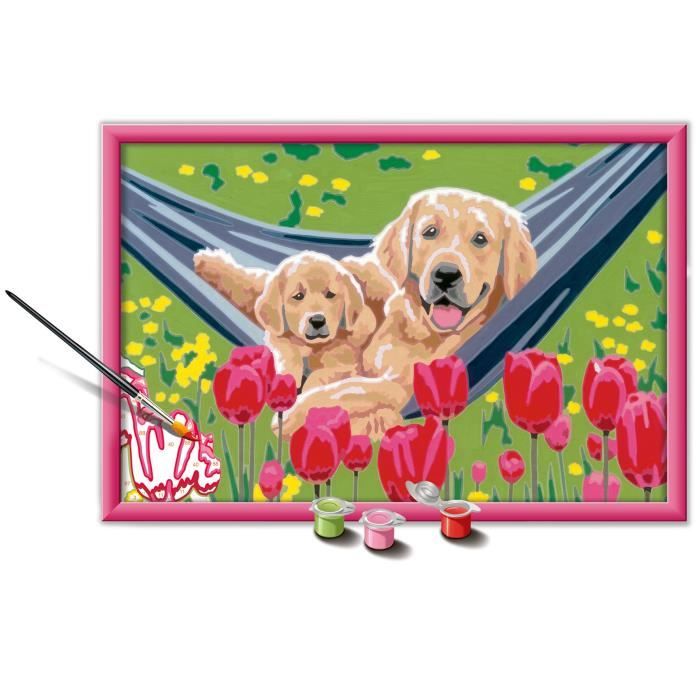 Ravensburger CreArt Kids Paint by Numbers Kit Labrador and Tulips 31x21cm Ages 7+ 25852