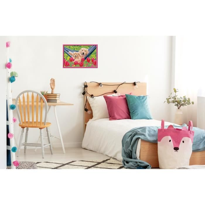 Ravensburger CreArt Kids Paint by Numbers Kit Labrador and Tulips 31x21cm Ages 7+ 25852