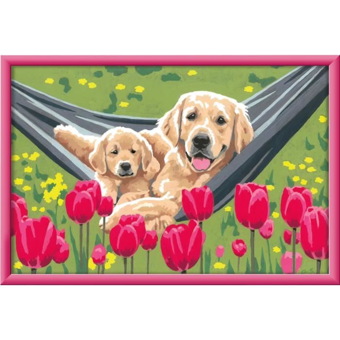 Ravensburger CreArt Kids Paint by Numbers Kit Labrador and Tulips 31x21cm Ages 7+ 25852