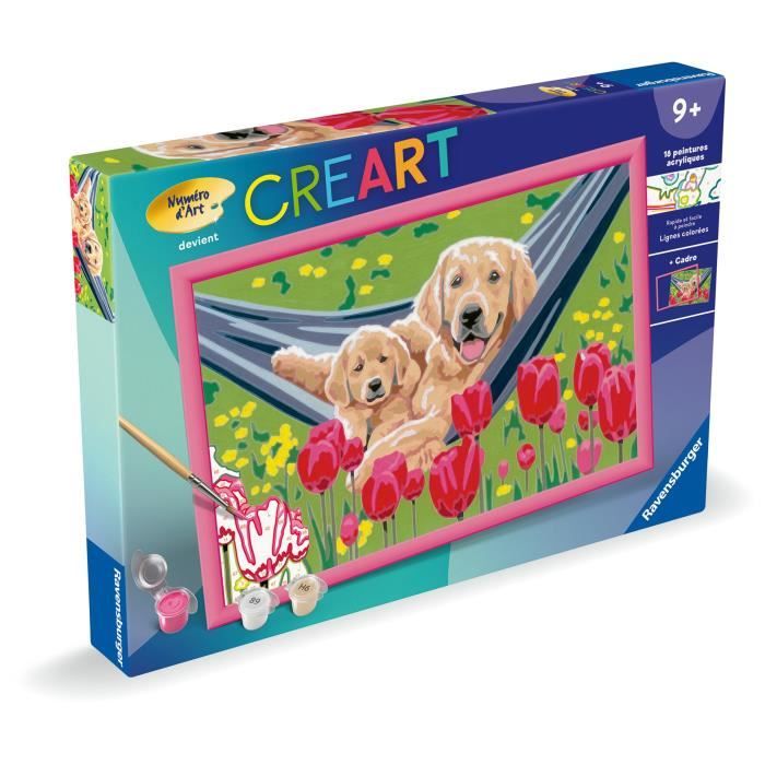 Ravensburger CreArt Kids Paint by Numbers Kit Labrador and Tulips 31x21cm Ages 7+ 25852