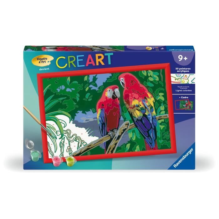 Ravensburger CreArt Kids Paint by Numbers Kit Parrots 31x21cm Ages 7+ 25854