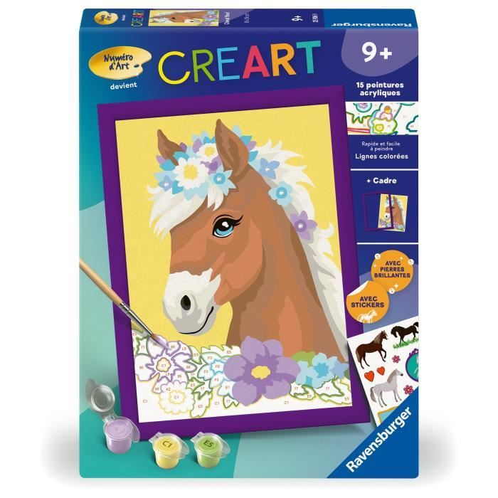 Ravensburger CreArt Kids Paint by Numbers Kit Flowery Horse 18x24cm Ages 7+ 25906