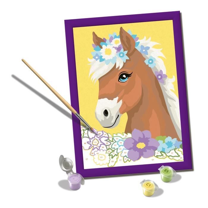 Ravensburger CreArt Kids Paint by Numbers Kit Flowery Horse 18x24cm Ages 7+ 25906