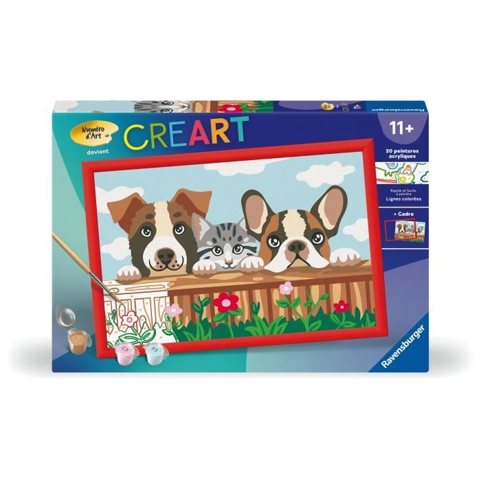 CreArt Kids Paint by Numbers Kit 31x21cm Dogs and Cat, Ages 9+