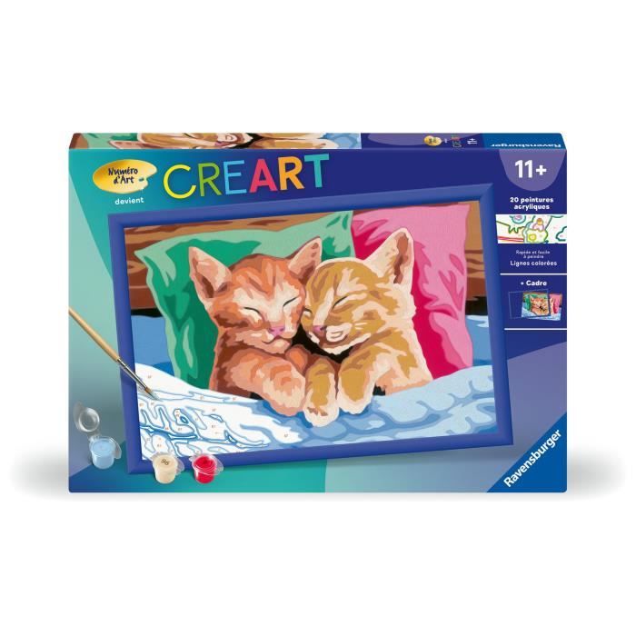 CreArt Kids Paint by Numbers Kit 31x21cm Sleeping Kittens, Ages 11+