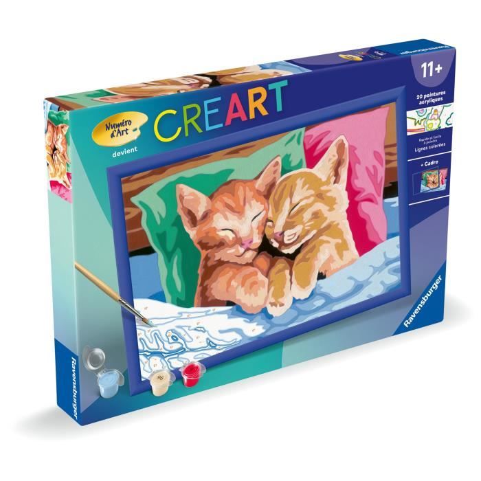 CreArt Kids Paint by Numbers Kit 31x21cm Sleeping Kittens, Ages 11+