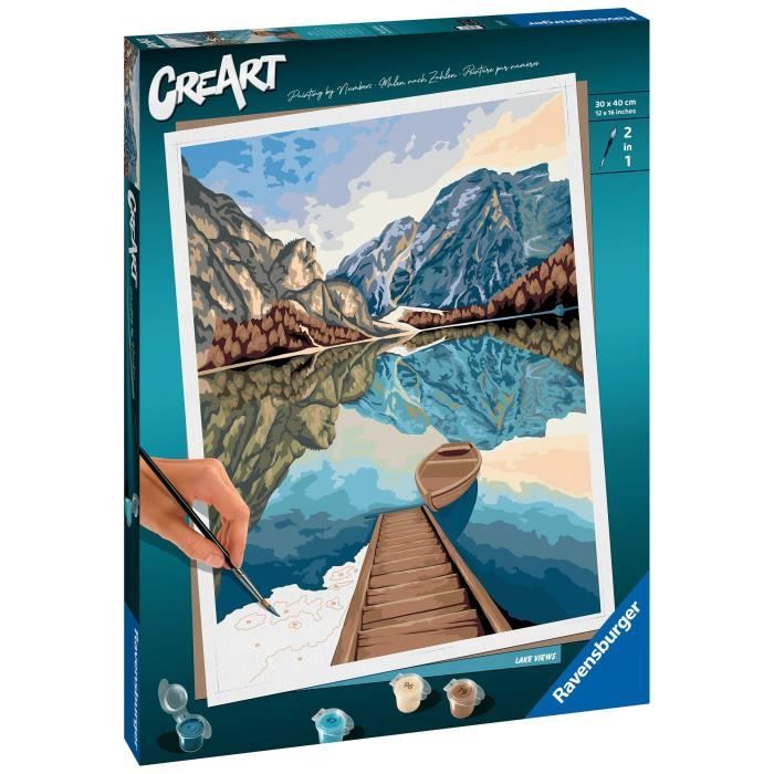 Ravensburger CreArt Paint by Numbers Kit - Lake Views 30x40 cm - For Ages 12+