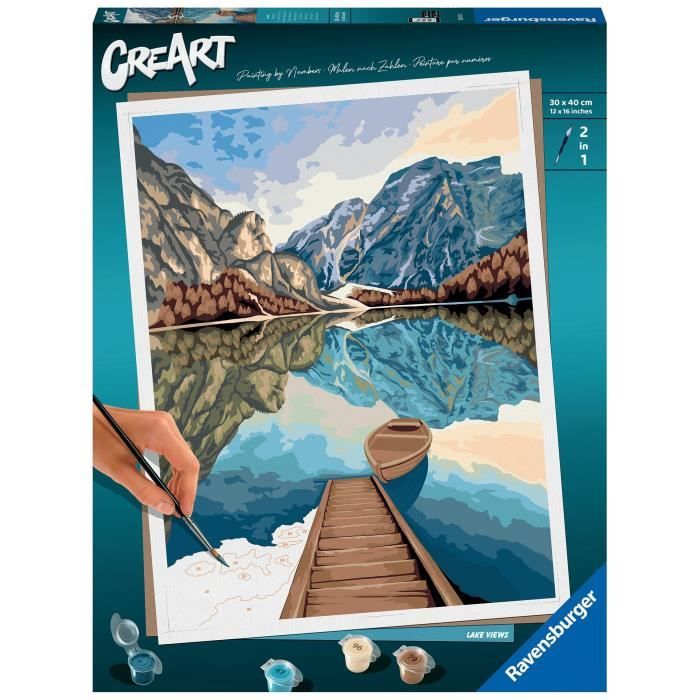 Ravensburger CreArt Paint by Numbers Kit - Lake Views 30x40 cm - For Ages 12+