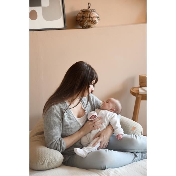 BÉABA Maternity Pillow - Big Flopsy™ - Cotton Flower - 180 cm - Linen