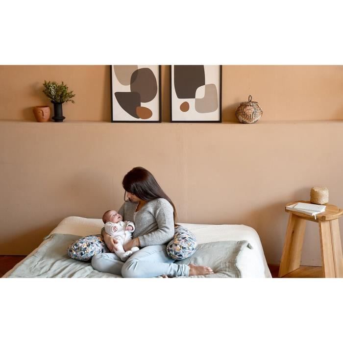 BÉABA - Big Flopsy - Coussin de grossesse et d'allaitement - Fleur de coton - 180 cm - Jungle