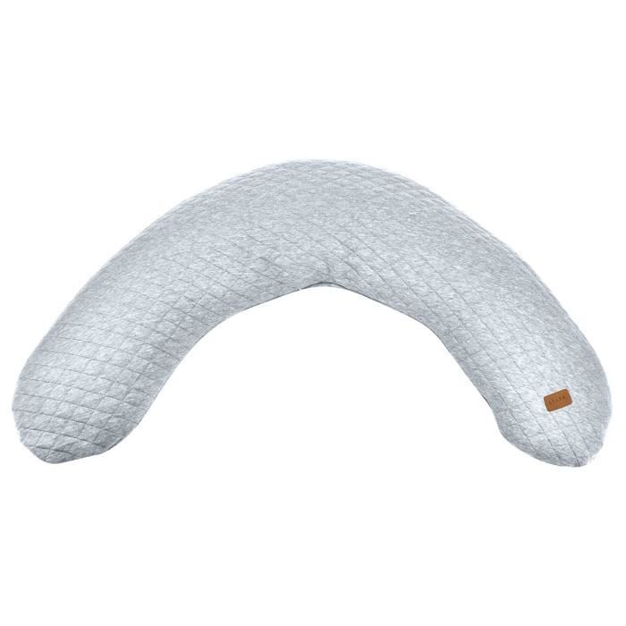 BÉABA Maternity Pillow - Big Flopsy™ - Cotton Flower - Heather Grey, 180 cm