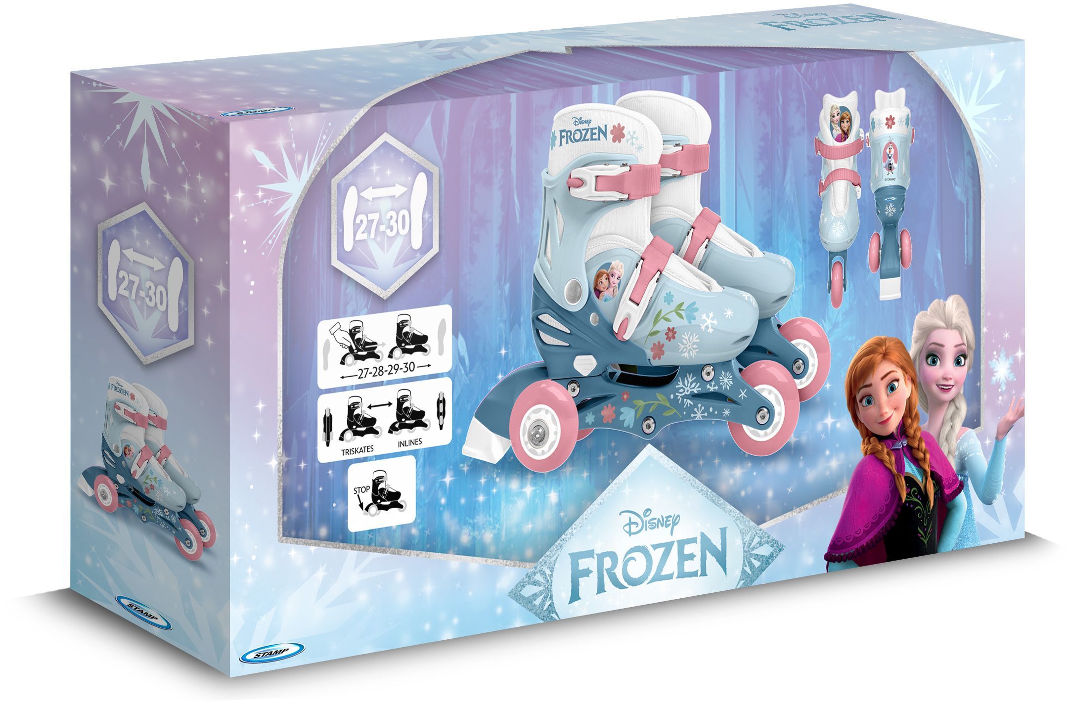 2-in-1 Inline Skates - Frozen - Girls - Blue - Size 27-30