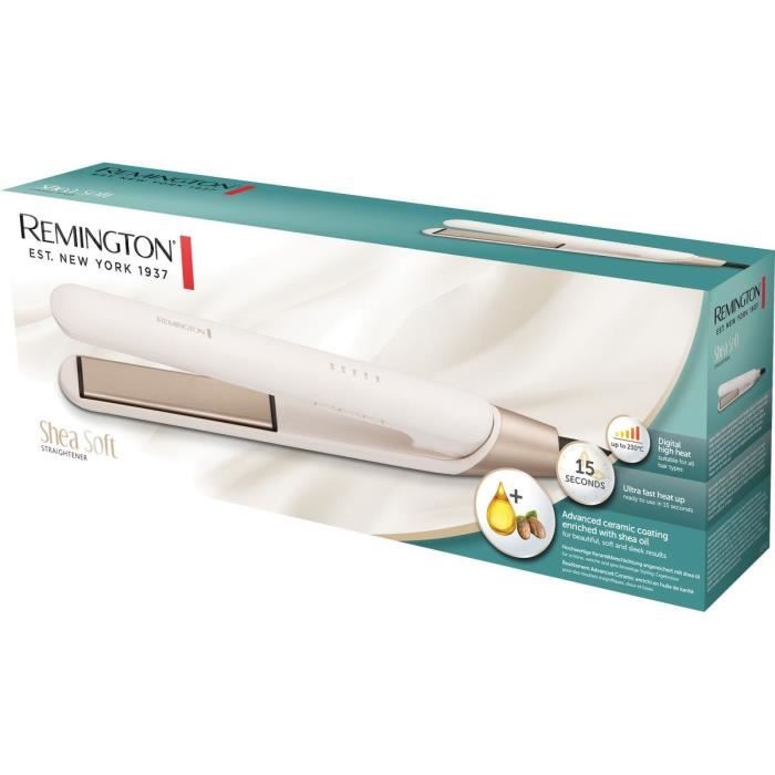 REMINGTON S4740 Shea Soft Straightener – 5 Temperatures from 150 to 230° – Advanced Ceramic Coating Enriched with Shea Oil