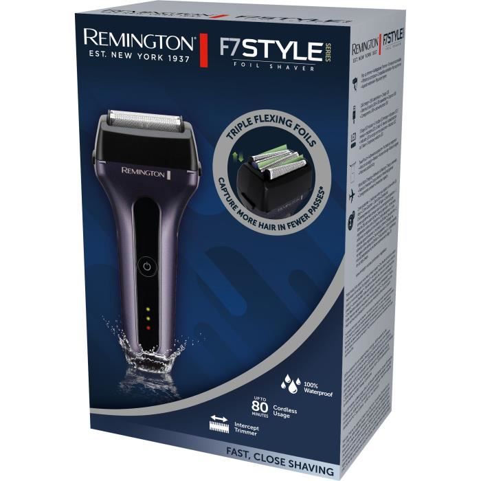 REMINGTON Cordless Shaver - F7000 - Tri-Flex Blades - 100% Waterproof - 80-Minute Battery Life