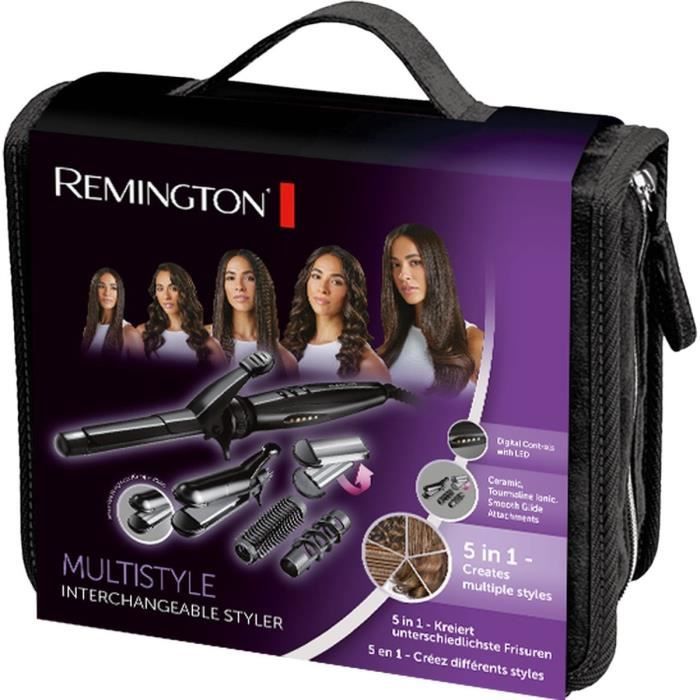 REMINGTON S8670 5in1 Multistyler - Straightener, Curler, Waver, Spiral, Crimper - 4 Interchangeable Plates