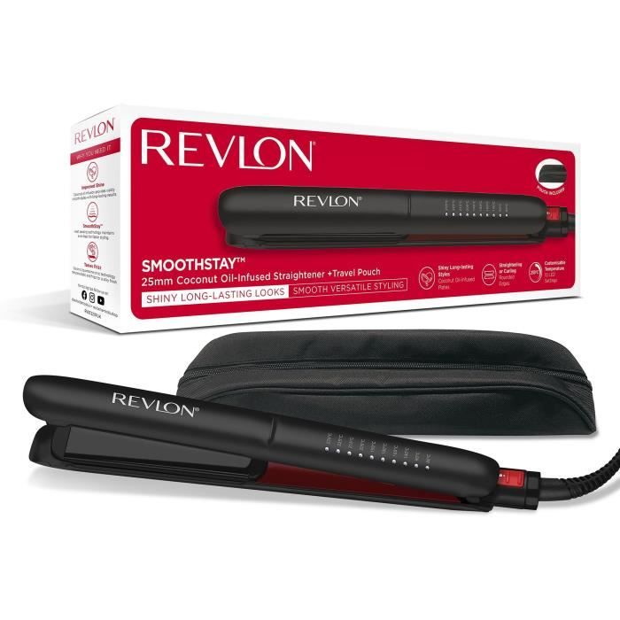 Revlon Smoothstay RVST2211P Coconut Hair Straightener - 25 mm, Travel Pouch