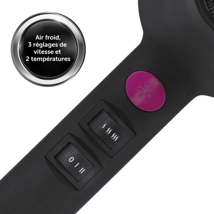 Hair dryer - REVLON - RVDR5251E - Perfect Heat - 2000 W - AC motor - 2 speeds - Black / Pink