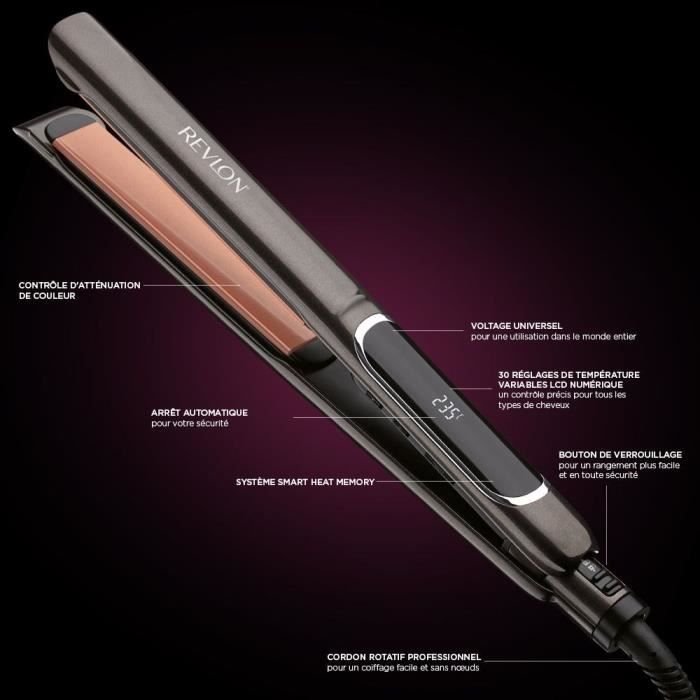 REVLON Salon Straight Copper Smooth Styler RVST2175E - Ceramic Plates, 80° to 235°C
