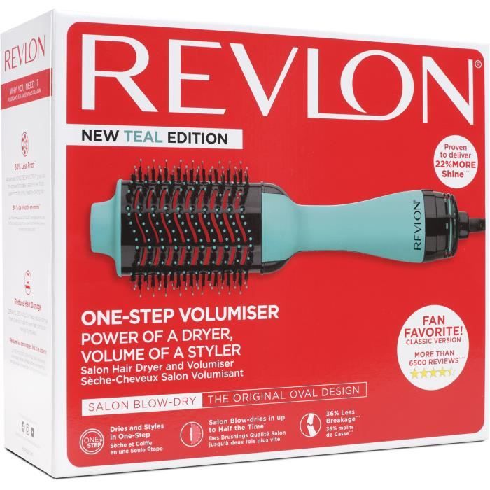 REVLON Volumizing Drying Brush - Teal Blue - Ionic Technology - 2 Speeds, 3 Heat Settings