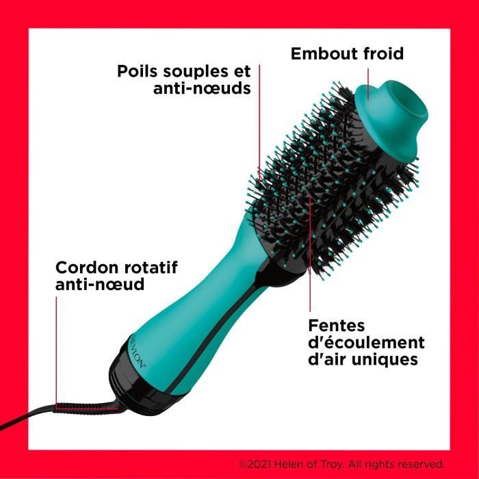 REVLON Volumizing Drying Brush - Teal Blue - Ionic Technology - 2 Speeds, 3 Heat Settings