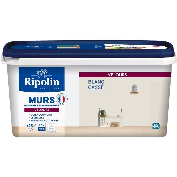 RIPOLIN Decorative Paint for Walls, Woodwork & Radiators - Off-White Velvet - 2.5 L