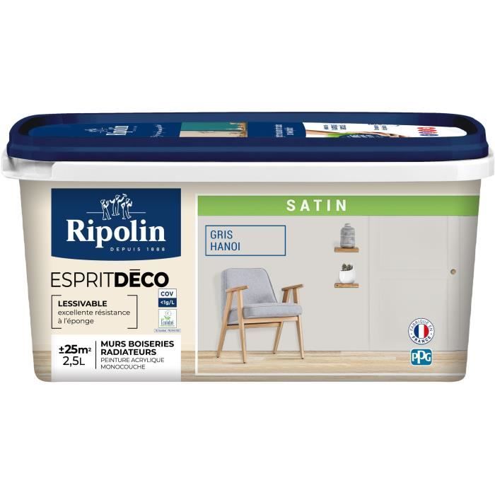 RIPOLIN Interior Paint - Hanoi Grey - 2.5 L - Satin Finish
