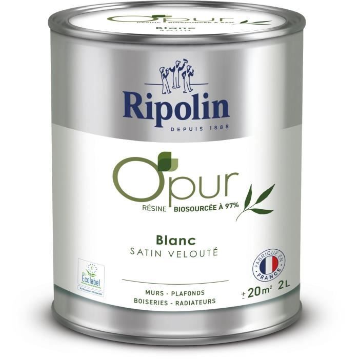 Ripolin O'PUR Paint for Walls, Woodwork & Radiators - White - Velvety Satin - 2 L