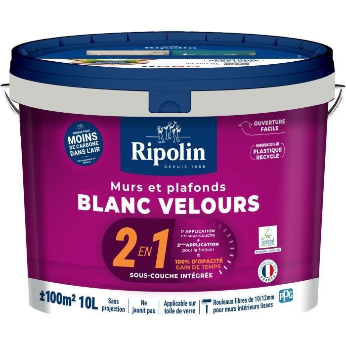 Ripolin Primer Paint - 2-in-1 Wall & Ceiling - Velvet White - 10 L