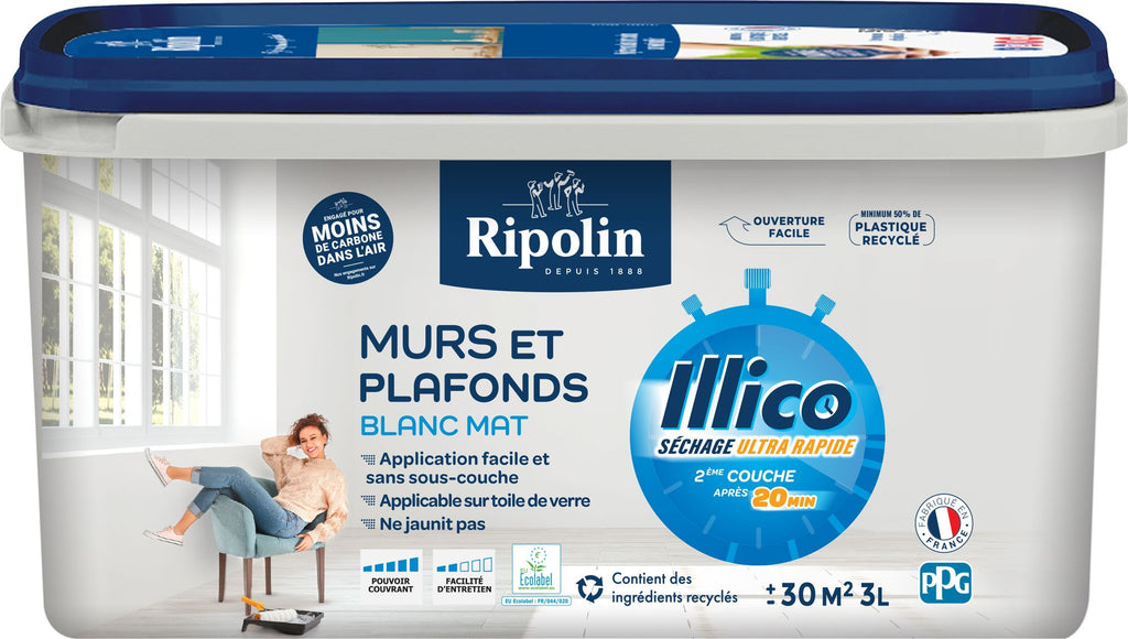 Ripolin Wall and Ceiling Paint - White - Matt - Illico - 3 L