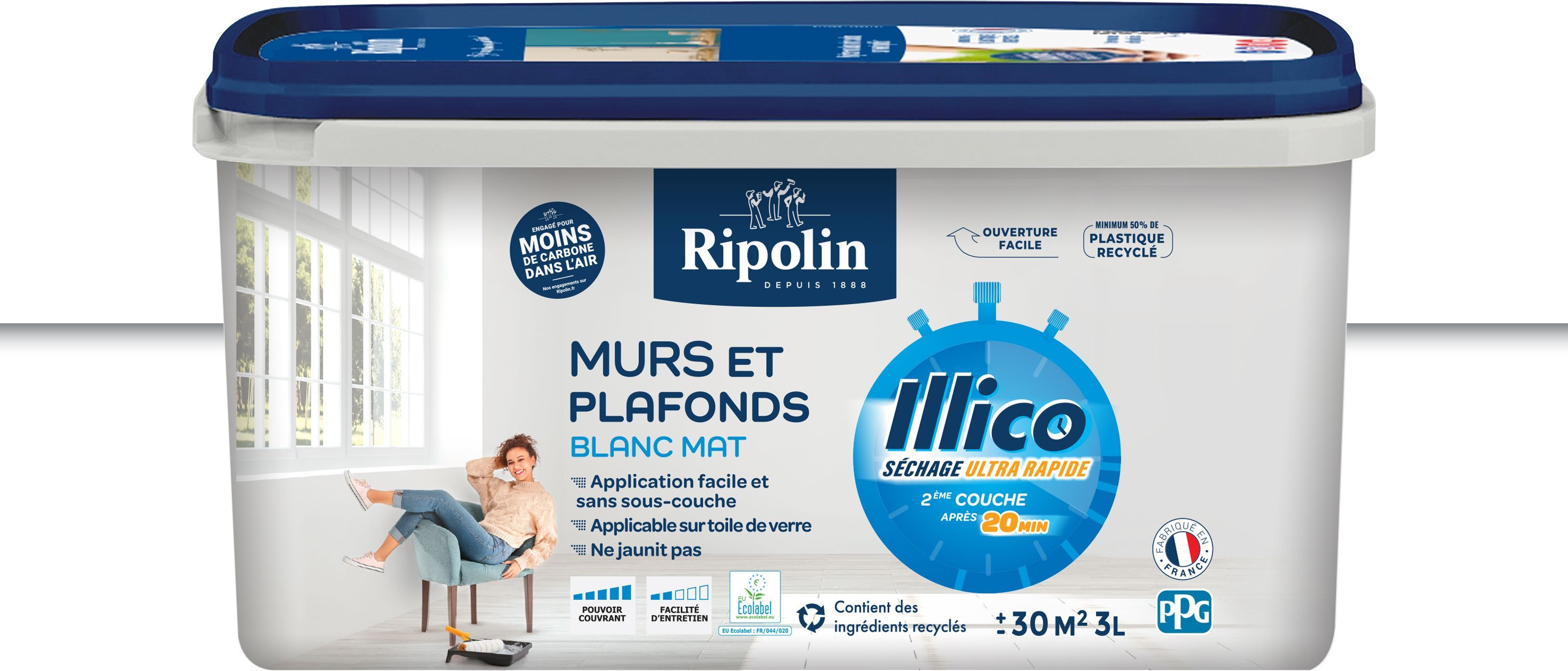 Ripolin Wall and Ceiling Paint - White - Matt - Illico - 3 L