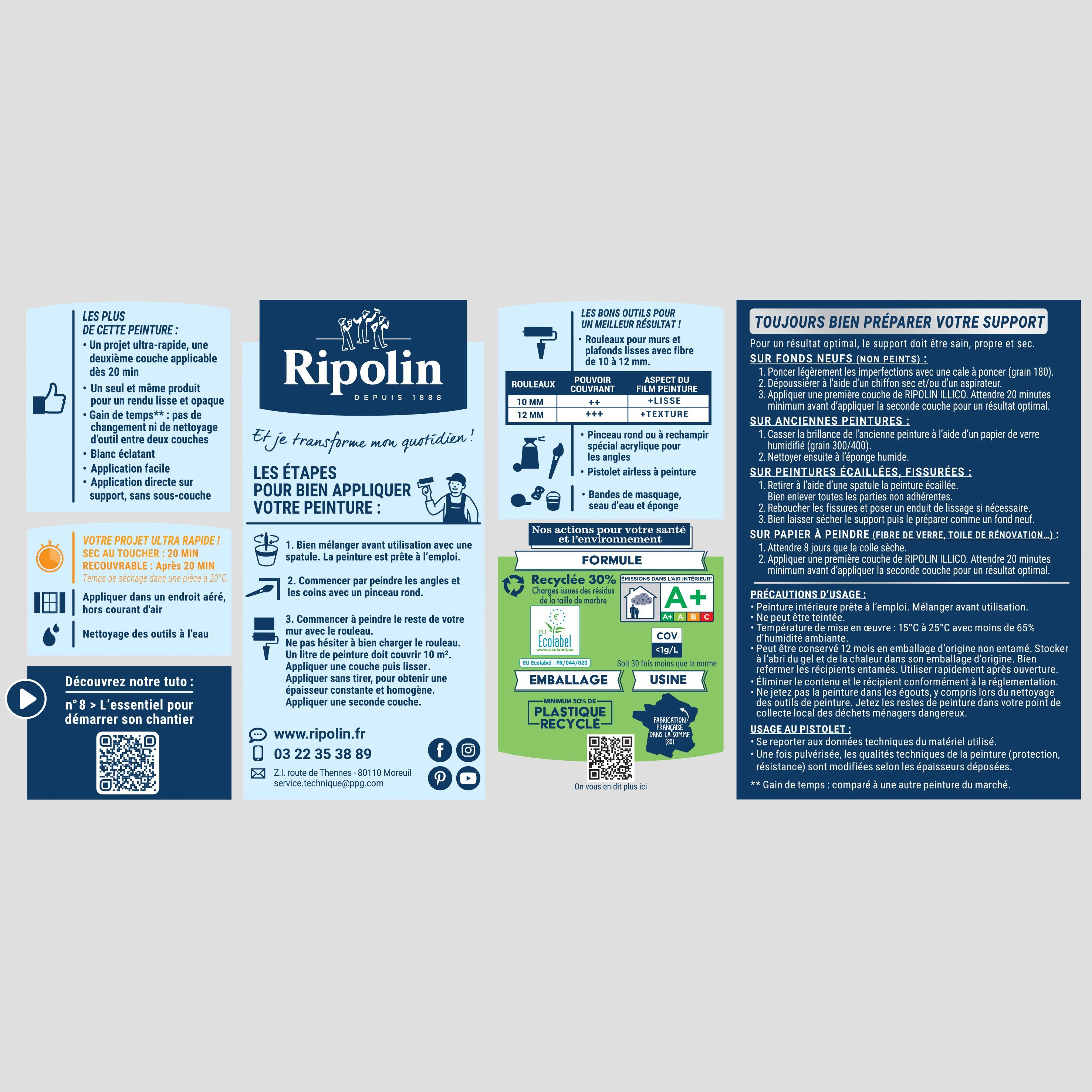 Ripolin Wall and Ceiling Paint - White - Matt - Illico - 3 L
